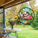 Stained Glass Window Hanging, Cute Sloth Sun Catcher for Door Home Decor Animal Suncatcher Christmas Mother's Day Birthday Gifts for Women Men Mom and Nana 7.8 in