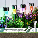 GIGALUMI Solar Lights Outdoor Waterproof, 12 Pack, Stainless Steel LED Solar Garden Lights for Patio, Lawn, Yard and Landscape, Garden Decor Patio Decor,Multicolor