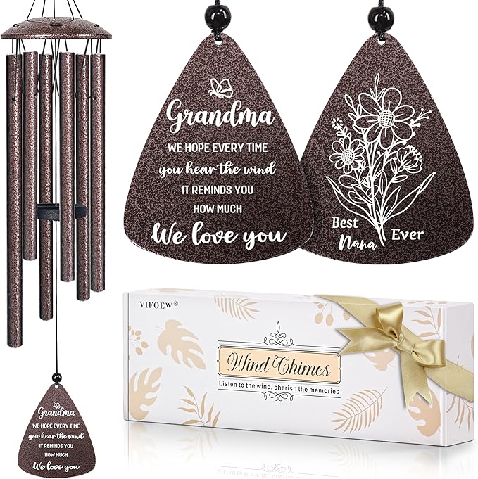 Mothers Day Gifts for Grandma, 32" Bronze Wind Chimes Grandma Gifts, Best Nana Ever Gift for Mothers Day Birthday Christmas, Gift for Grandmother Granny Grammy from Grandkids, Home Decor