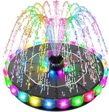 SZMP 3.5W Solar Fountain for Bird Bath with 2000mAh Battery & 3D Color Changing LED Light, Anti-Drift Fixer & 8 Nozzles, Solar Powered Water Fountain Kit for Garden, Patio, Pond