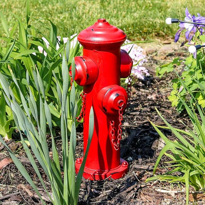 Sunnydaze Fire Hydrant for Dogs to Pee on - Dog Fire Hydrant Pee Post for Potty Training- Red Powder-Coated Paint Finish - 14 in