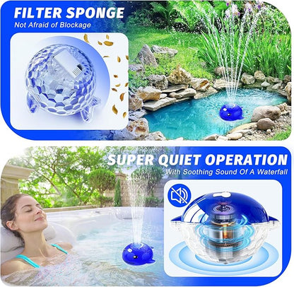 ChlorStar Pool Fountain with Remote, Dolphing Floating Pool Fountain with Lights, Above Ground Pool Water Fountains with Anchor, Swimming Pool Fountains for Inground Pool-1PC,Blue
