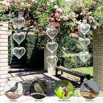 Factee Bird Deterrents for Outside, Reflective 3D Stainless Steel Wind Spinners, Garden Decor, Bird Scare Devices to Keep Woodpeckers, Pigeons Away from Your House, Patio, Orchards