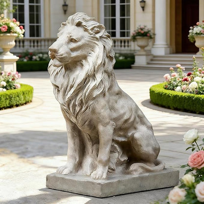 15in Huge Lion Statue, Stone Lion Sculpture Ornament, Beautiful Decorative Piece for Villa Garden Entrance, Housewarming, Birthday Gifts, Garden, Yard Decor