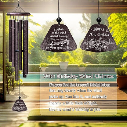 70th Birthday Gifts for Women/Men, 70th Birthday Decorations 32” Wind Chimes Outside, 70 Year Old/1956 Bday Gifts for Men/Women