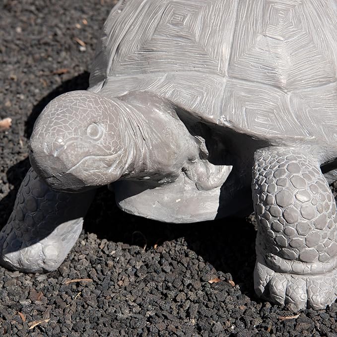XBrand 30.3" L Light Grey Polystone Turtle Statue for Indoor or Outdoor Garden Decor