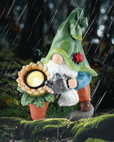 iStatue Large Solar Garden Gnome Figurines Lights - 12 in Tall Hand-Painted Statue for Outdoor Patio Decor, Lawn Ornaments, Yard and Balcony Housewarming Gifts (12'' Gnome)