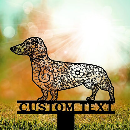 Custom Dog Mandala Garden Decor, Dachshund Memorial Garden Stake Metal, Dog Zentangle Yard Art, Personalized Dachshund Gifts, Pet Grave Markers, Outdoor Dog Art, Dog Sculpture