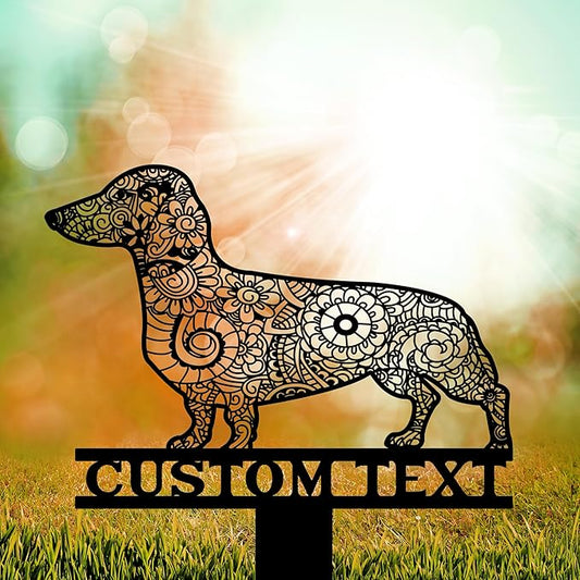 Custom Dog Mandala Garden Decor, Dachshund Memorial Garden Stake Metal, Dog Zentangle Yard Art, Personalized Dachshund Gifts, Pet Grave Markers, Outdoor Dog Art, Dog Sculpture