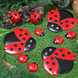 Hollowfly 10 Pcs Ladybugs Stones Decor for Outside Metal Ladybugs Art Lawn Ornaments 3 Size Lively Ladybug Holiday Yard Decorations Ladybug Gifts Mom Gifts Lady Bugs Yard Decorations
