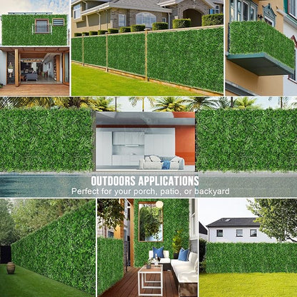 Grooy 20"x20" Artificial Hedge Grass Wall, 8PCS Boxwood Panels, Greenery Backdrop Panles, UV Protected Privacy Fence Screen, Green Wall Decor for Outdoor Indoor Wedding Décor