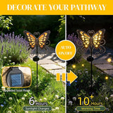 Butterfly Solar Lights for Outside, 36 inches Waterproof Metal Solar Pathway Lights, Large Solar Butterfly Lights Outdoor Garden Decor, Warm Amber LED Stake Lights Outdoor Yard