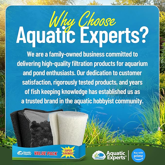 Aquatic Experts Koi Pond Filter Pad Bundle with Bio Balls – White Fine 12" x 72" + Black Coarse 12" x 72" Pads & 300 Count Bio Balls, Reusable Pond Filter Media