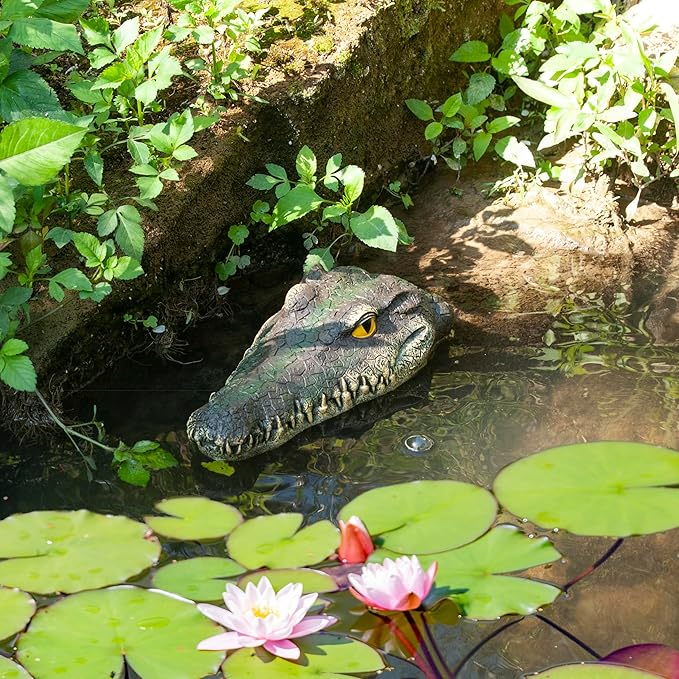 Floating Alligator Head Decoy for Ponds & Pools – Realistic Crocodile Head Garden Decor, Floating Alligator Garden Accent for Pond, Pool, and Yard Decoration