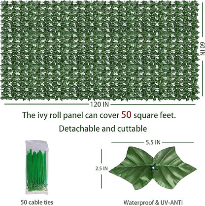 ODTORY Artificial Ivy Privacy Fence Wall Screen,60X120 in UV-Anti Faux Greenery Backdrop Ivy Vine Leaf Hedges Fence Panels for Patio, Balcony, Garden, Backyard Indoor Outdoor Green Wall Decor