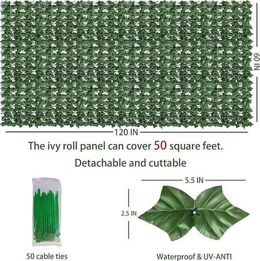 ODTORY Artificial Ivy Privacy Fence Wall Screen,60X120 in UV-Anti Faux Greenery Backdrop Ivy Vine Leaf Hedges Fence Panels for Patio, Balcony, Garden, Backyard Indoor Outdoor Green Wall Decor