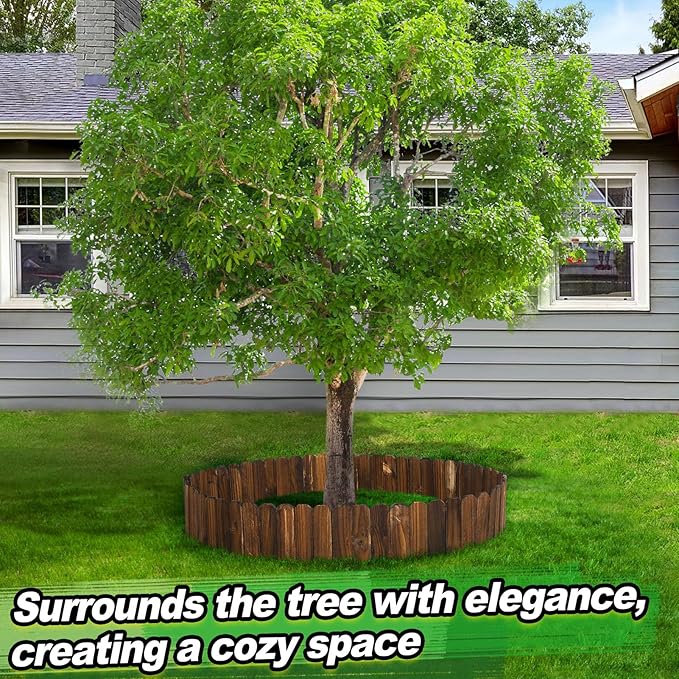 Rustic Pine Wood Garden Fence - 6.6ft L*12in H Easy to Install Sturdy Wooden Landscape Edging Border, No Fading Planter Fencing for Yard Flower Bed Lawns Pathway Tree
