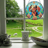 Stained Glass Dog Memorial Suncatcher,Dachshund Window Hanging,Sympathy Gifts for Pet Loss,7.9 inch/20 cm Home and Garden Decor for Dog Lovers