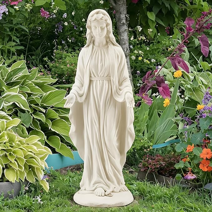 Virgin Mary Statue Outdoor, 29.4" H Garden Statue, Blessed Mother Mary Statues Catholic, Durable Weather Large Statue of Our Lady Mary for Patio Yard Home Decor