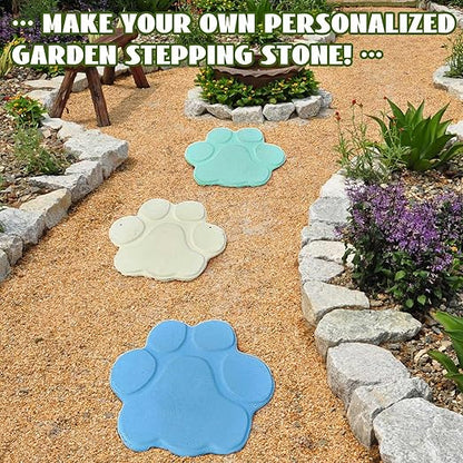 Threlaco Large Paw Print Stepping Stones Mold, 16.54 in Reusable Concrete Cement Textured Plastic Craft Paver Forms Non-Slip for Casting Garden Pavement and Walkway