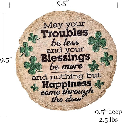 Spoontiques St Patrick's Day May Your Troubles Stepping Stone - Decorative Garden Stone for Yard, Patio, Garden or Walkway - Outdoor or Indoor Home Decor