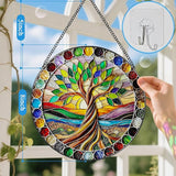 8-Inch Colorful Tree of Life Stained Glass Suncatcher & Ornament – Stained Glass Window Hanging & Decor, Sun Catchers for Windows Indoor, Gifts for Women, Gifts for Christmas, Housewarming Gift