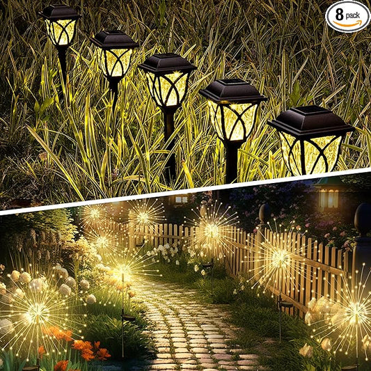 GIGALUMI Solar Lights Outdoor Waterproof, Fiber Optic Lights Decorative for Yard Pathway Flowerbed Garden Decor