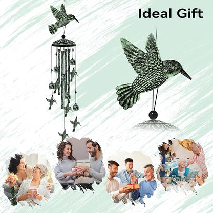 Hummingbird Wind Chimes for Outside, Decorative Wind Chimes Hummingbird Gifts for Women/Men, Memorial/Birthday Gifts, Garden Decor for Outside, Patio or Yard, Durable Chimes for Outdoors