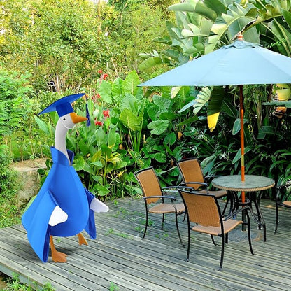 Graduation Goose Outfit for 23'' High Cement Goose Statue, Lawn Porch Clothes Cute Grad Yard Statue Outfit for Patio Outdoor Garden Decoration(Blue)