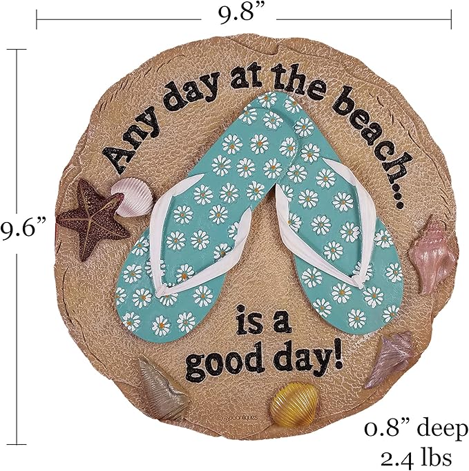Spoontiques - Garden Décor - Beach Sandals Stepping Stone - Decorative Stone for Garden