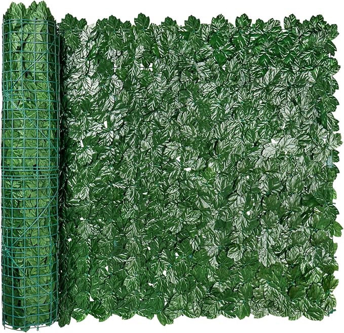 iCover Artificial Ivy Privacy Screen for Fence, 39x118in Strengthened Joint Prevent Leaves Falling Off, Faux Hedge Panels Greenery Vines, Decorative Fences for Outdoor Garden