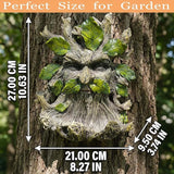 10.3" Whimsical Tree Face Sculpture, Garden Peeker Statue, Outdoor Trunk Tree Huggers Art, Landscape Accent Ornament, Hanging Fairy Elve Figurine for Yard Art, Feeder Decor Wall Mounted Statue