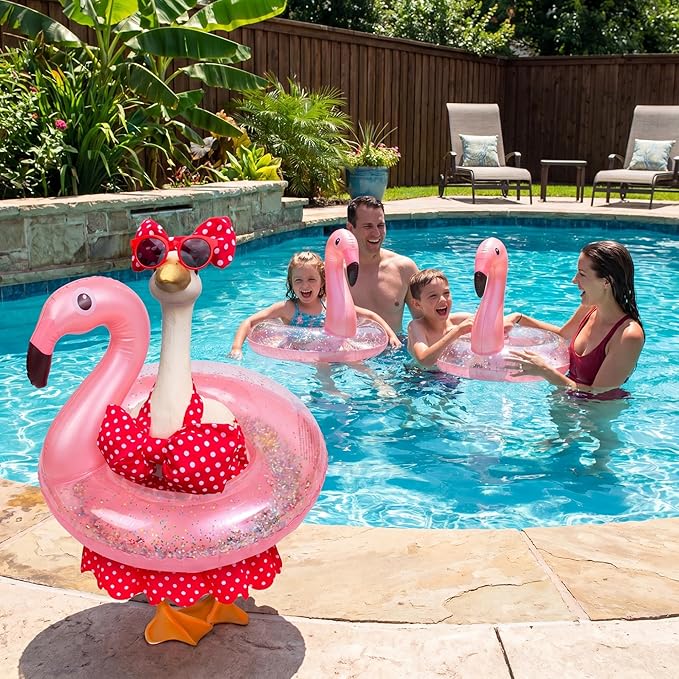 Abbylike 1 Set Hawaiian Porch Goose Outfits Summer Bikini Yard Goose Outfits Costume Clothes Fits Large 23'' Cement for Garden Yard Statue Pathway Decorations