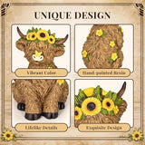 TISEJOY Highland Cow Decor 8", Highland Cow Statues for Garden Decor, Outdoor Indoor Table Desk Decor, Garden Statues for Patio Yard Lawn Windowsill and Backyard, Garden Gifts for Mom, Friends