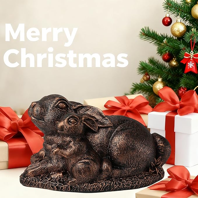 Rabbit Garden Outdoor Statue Resin Easter Bunny Statues for Home, Living Room Decoration, Garden Decor,Antique Bronze