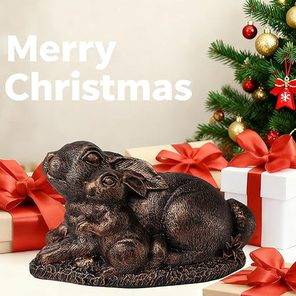Rabbit Garden Outdoor Statue Resin Easter Bunny Statues for Home, Living Room Decoration, Garden Decor,Antique Bronze
