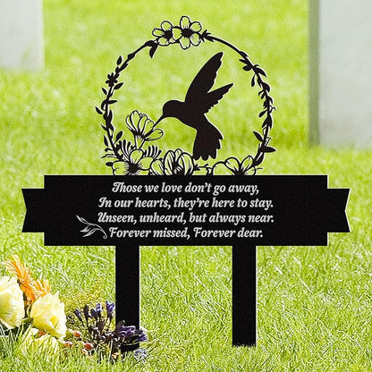 Memorial Stakes for Graves, Grave Decorations for Cemetery with Hummingbird Decor, Metal Memorial Plaques for Outdoors, Grave Yard Decorations as Sympathy Gifts for Loss of Loved One