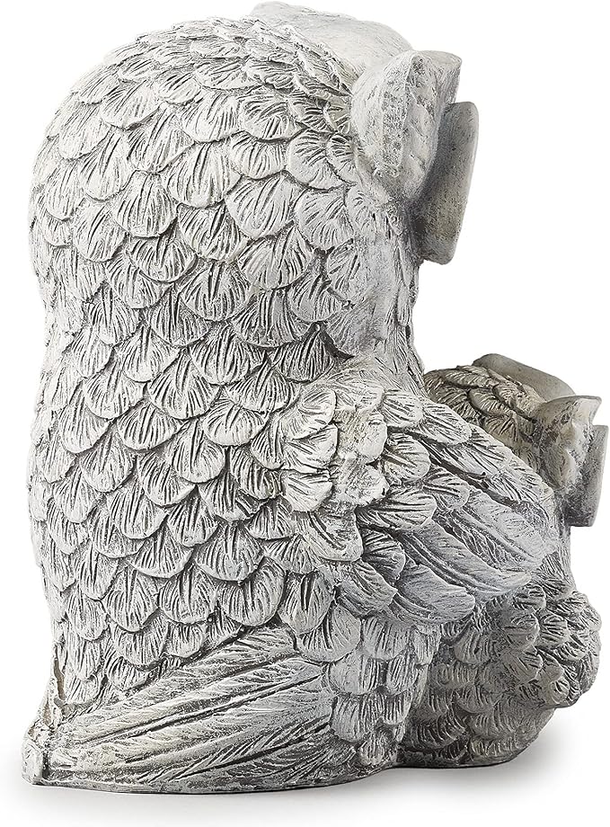 Roman Garden - Owl and Baby Statue, 8" H, Pudgy Pals Collection, Resin and Dolomite, Decorative, Garden Gift, Home Outdoor Decor, Durable, Long Lasting