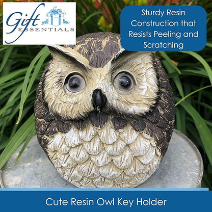 Gift Essentials Stocky Owl Garden Decor Holds a Hidden Key Outside - Secret Magnetic Panel Key Hider