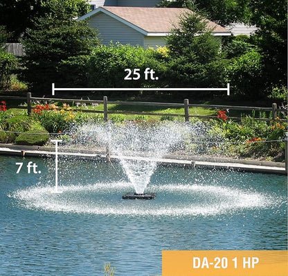 Scott Aerator DA-20 Display Pond Aerator - 1 Horse Power 230V 100ft Cord | Aerating Pond Fountain | Pond Aerator Pump for Small Ponds | Pond Aeration Systems | Made in USA