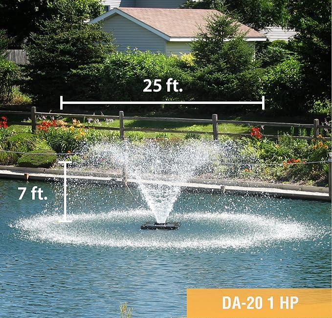 Scott Aerator DA-20 Display Pond Aerator - 1 Horse Power 230V 150ft Cord | Aerating Pond Fountain | Pond Aerator Pump for Small Ponds | Pond Aeration Systems | Made in USA