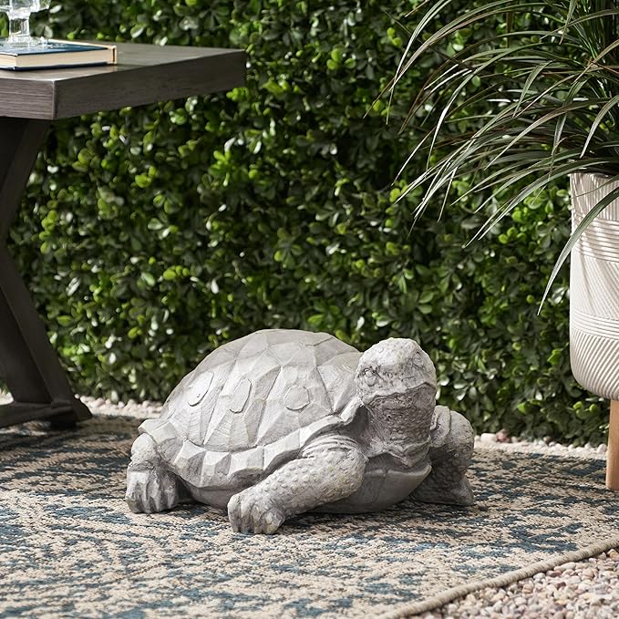Turtle Decor, Outdoor Turtle Statue, Dark Gray, No Assembly Required
