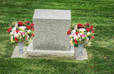 Grave Decorations for Cemetery Vase for Flowers with Stakes and Floral Foam, Draining Holes - for Garden, Grave,Cemetery,Lawn, Yard - Memorial Grave Decorations - Nature Granite Colour