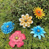 Metal Flower Wall Art Decor 12 in Iron Beautiful Floral Sculpture Hanging Wall Statue for Home Garden Patio (Color : Pink)