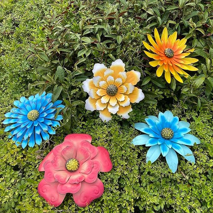 Metal Flower Wall Art Decor 12 in Iron Beautiful Floral Sculpture Hanging Wall Statue for Home Garden Patio (Color : Pink)