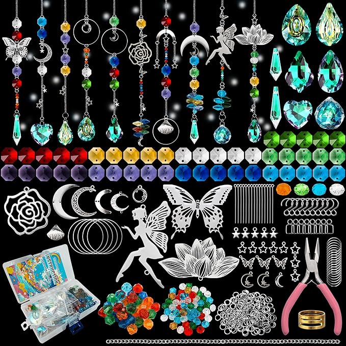 Sun Catcher Kits for Adults, 10 Sets DIY Suncatcher Arts and craft kits for adults Prism Crystal Suncatchers Indoor Window Hanging Ornaments Decor for Home Gifts for Mother Wife Daughter (Fairy)
