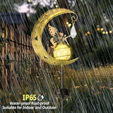 LOVERUIS Solar Garden Lights Outdoor Fairy Moon Lamp Waterproof Moon Garden Solar Light with Crackle Glass Ball LED Stake Lights Angel Decorative for Grave Balcony Lawn Patio Pathway