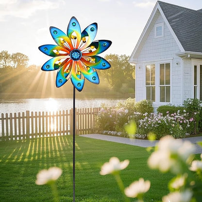 Metal Wind Spinner for Yard Decor Garden Windmill Outdoor Kinetic Wind Sculpture Dual Direction for Backyard Patio Lawn Homewarming Gift