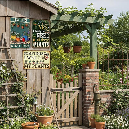 Rngmsi Vintage Garden Signs for Outside, Metal Funny Garden Signs Decorative Outdoor Yard Decorations, Gardening Gifts for Women Mothers Grandmas and Plant Lovers