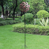 Garden Wind Spinner Outdoor Decor, Dual Rotating Blades Kinetic Sculpture with Artistic Geometric Design, Durable Metal Yard Art 63x13 Inch